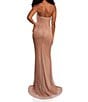 Color:Nude - Image 2 - Strapless Sleeveless Feather Embellished Mermaid Gown