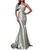 Terani Couture Stretch Satin Asymmetrical One Shoulder Mermaid Gown - Image 4