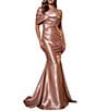 Terani Couture Stretch Satin Asymmetrical One Shoulder Mermaid Gown - Image 1