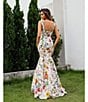 Terani Couture Sweetheart Neck Floral Printed Satin Sleeveless Mermaid Gown, Color:Ivory Multi - Image 4