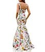 Terani Couture Sweetheart Neck Floral Printed Satin Sleeveless Mermaid Gown, Color:Ivory Multi - Image 2