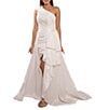 Terani Couture Taffeta One Shoulder Side Ruffle Hi-Low A-Line Gown - Image 3