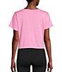 Color:Pink - Image 2 - Work It Short Sleeve Round Neck Stretch Crop Tee