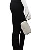 Color:Light Grey - Image 5 - Ella Mixed Media Phone Zip Crossbody Bag
