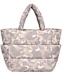 Color:Stone Camo - Image 2 - Quinn Puffy Quilted Nylon Camo Print Tote Bag