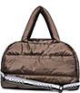 Color:Bronze - Image 2 - Quinn Puffy Quilted Nylon Logo Strap Duffle Bag
