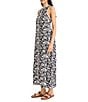 The Good Journey Crew Neck Keyhole Back Printed Rayon Blend Maxi Dress, Color:Black/Ivory - Image 3