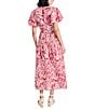 The Good Journey Linen Blend Printed Square Neck Puff Sleeve A-Line Midi Dress, Color:Cream/Brick - Image 2