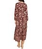 The Good Journey Long Sleeve Printed Midi Dress, Color:Brown/Tan - Image 2