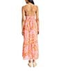 The Good Journey Printed Cotton Voile V-Neck Spaghetti Straps A-Line Midi Dress, Color:Pink/Orange - Image 2