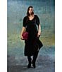 The Good Journey Puff Sleeve Midi Dress, Color:Black - Image 4