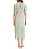 The Good Journey Short Sleeve Illusion Hem Crochet Midi Dress, Color:Sage - Image 2