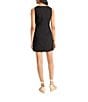 The Good Journey Solid Linen Blend Square Neck Sheath Mini Dress, Color:Black - Image 2