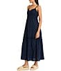 The Good Journey Sweetheart Neck Tiered Eyelet Maxi Dress, Color:Navy Blazer - Image 3