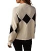 The Normal Brand Celeste Argyle Pattern Merino Wool Blend Mock Neck Dropped Shoulder Knit Sweater, Color:Cream/Black - Image 2
