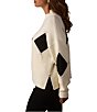 The Normal Brand Celeste Argyle Pattern Merino Wool Blend Mock Neck Dropped Shoulder Knit Sweater, Color:Cream/Black - Image 3