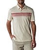 Color:Mineral Red - Image 1 - Chip Pique Chest Stripe Short Sleeve Polo Shirt