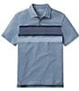 Color:Calypso Stripe - Image 4 - Chip Pique Chest Stripe Short Sleeve Polo Shirt