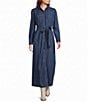 The Normal Brand Denim Point Collar Belted Button Front Shirt Dress - Image 1