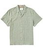 Color:Pine Check - Image 1 - Freshwater Linen Blend Camp Collar Short Sleeve Woven Shirt