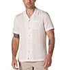 Color:Oasis Ivory - Image 1 - Freshwater Linen Blend Camp Collar Short Sleeve Woven Shirt