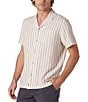 Color:Agave Stripe - Image 3 - Freshwater Linen Blend Camp Collar Short Sleeve Woven Shirt
