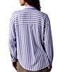 The Normal Brand Freshwater Overshirt Stripe Print Point Collar Long Sleeve Button Front Top, Color:Coastal Stripe - Image 2