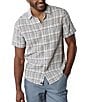 Color:Clear Sky - Image 1 - Freshwater Short Sleeve Plaid Woven Shirt