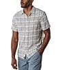 Color:Clear Sky - Image 3 - Freshwater Short Sleeve Plaid Woven Shirt