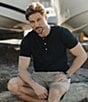 The Normal Brand Legacy Short Sleeve Henley T-Shirt, Color:Black - Image 3