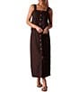 The Normal Brand Leukos Linen Blend Button Front Maxi Pencil Skirt - Image 3