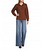 The Normal Brand Mabel Cable Knit Quarter Button Placket Popover Sweater - Image 3