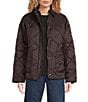 The Normal Brand Quilted Puffer Liner Collared Long Sleeve Snap Front Boxy Jacket, Color:Chestnut - Image 1