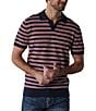 Color:Navy/Red Stripe - Image 1 - Robles Short Sleeve Stripe Polo Shirt