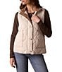 The Normal Brand Texture Quilted Liner Stand Collar 2-Way Zip Front Puffer Vest, Color:Ecru Dark Taupe - Image 1