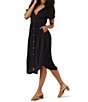 The Normal Brand V Neckline Short Sleeve Button Front Midi Dress - Image 3