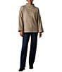 The Normal Brand Whipstitch Stretch Knit Wool Blend Mock Neck Sweater, Color:Teak - Image 4