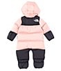 Color:Shady Rose - Image 2 - Baby Newborn-24 Months Long-Sleeve Retro Nuptse Coveralls