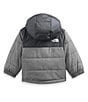 Color:TNF Medium Grey Heather - Image 2 - Baby Newborn-24 Months Quilted Mount Chimbo Reversible Fleece Full-Zip Hooded Jacket