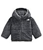 Color:TNF Medium Grey Heather - Image 3 - Baby Newborn-24 Months Quilted Mount Chimbo Reversible Fleece Full-Zip Hooded Jacket