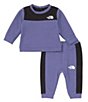 Color:Cave Blue - Image 2 - Baby Newborn-24 Months Long-Sleeve TNF™ Tech Heathered Sweatshirt & Jogger Pants Set