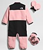 Color:Shady Rose - Image 2 - Baby Girls Newborn-24 Months Long-Sleeve Denali Color Block Coveralls Set