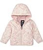 Color:Gardenia White Fade Floral Print - Image 1 - Baby Girls Newborn-24 Months Long Sleeve Reversible Shady Glade Hooded Jacket