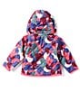 Color:Mr. Pink Big Abstract Print - Image 2 - Baby Girls Newborn-24 Months Long Sleeve Reversible Shady Glade Hooded Jacket