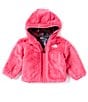 Color:Mr. Pink Big Abstract Print - Image 3 - Baby Girls Newborn-24 Months Long Sleeve Reversible Shady Glade Hooded Jacket