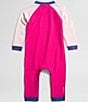 Color:Mr. Pink - Image 2 - Baby Girls Newborn-24 Months Long Sleeve Waffle Baselayer Coveralls