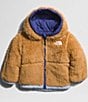 Color:Dusty Periwinkle - Image 2 - Baby Newborn-24 Months Long Sleeve Reversible Mt. Chimbo Full-Zip Hooded Jacket