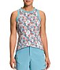 Color:Reef Waters Wild Daisy Print - Image 1 - Dawndream Cross Front Muscle Tank
