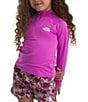 Color:Violet Crocus - Image 1 - Little Girls 2T-7 Long Sleeve Amphibious Sun T-Shirt & Shorts Set