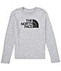 Color:TNF Light Grey Heather TNF - Image 1 - Little/Big Boys 5-20 Long Sleeve Pullover Logo T-Shirt